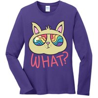 What Cat Rainbow Sunglasses Ladies Long Sleeve Shirt