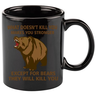 What Doesn't Kill You Makes You Stronger Except For Bears 11oz C Handle Ceramic Mug