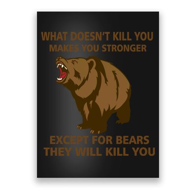 What Doesn't Kill You Makes You Stronger Except For Bears Poster