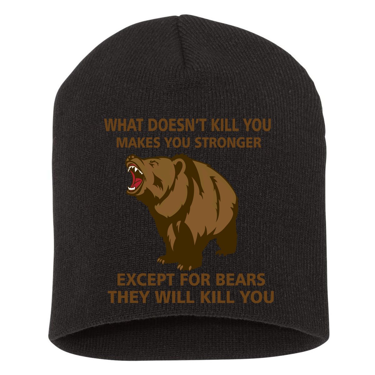 What Doesn't Kill You Makes You Stronger Except For Bears Short Acrylic Beanie