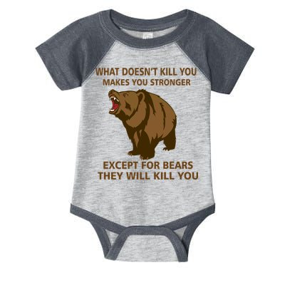 What Doesn't Kill You Makes You Stronger Except For Bears Infant Baby Jersey Bodysuit