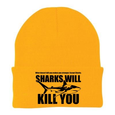 What Doesn't Kill You Makes You Stronger Except Sharks Knit Cap Winter Beanie