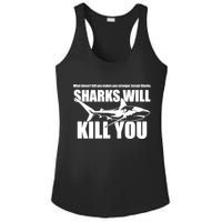 What Doesn't Kill You Makes You Stronger Except Sharks Ladies PosiCharge Competitor Racerback Tank