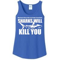 What Doesn't Kill You Makes You Stronger Except Sharks Ladies Essential Tank