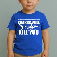 What Doesn't Kill You Makes You Stronger Except Sharks Toddler T-Shirt