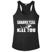 What Doesn't Kill You Stronger Except Sharks Ladies PosiCharge Competitor Racerback Tank