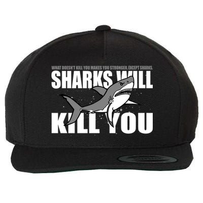 What Doesn't Kill You Stronger Except Sharks Wool Snapback Cap