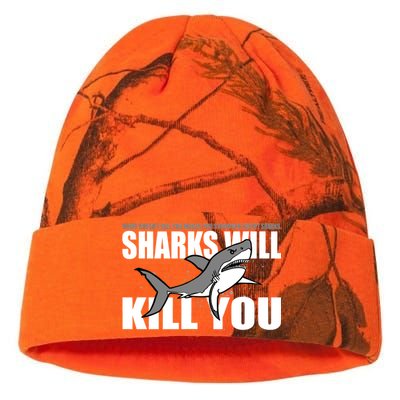 What Doesn't Kill You Stronger Except Sharks Kati Licensed 12" Camo Beanie