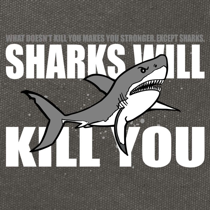 What Doesn't Kill You Stronger Except Sharks Cotton Canvas Backpack