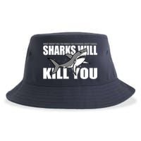 What Doesn't Kill You Stronger Except Sharks Sustainable Bucket Hat