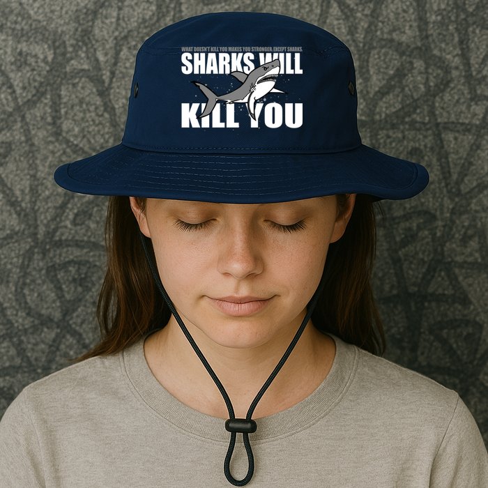 What Doesn't Kill You Stronger Except Sharks Bucket Hat