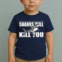What Doesn't Kill You Stronger Except Sharks Toddler T-Shirt