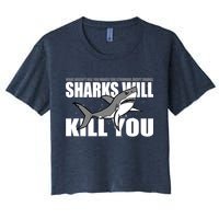 What Doesn't Kill You Stronger Except Sharks Crop Top