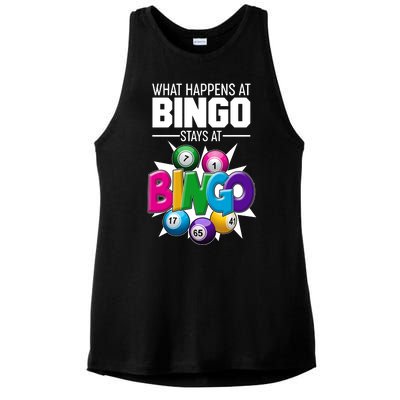 What Happens At Bingo Stays At Bingo Ladies PosiCharge Tri-Blend Wicking Tank