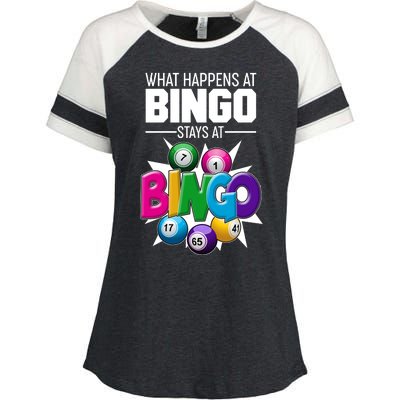 What Happens At Bingo Stays At Bingo Enza Ladies Jersey Colorblock Tee