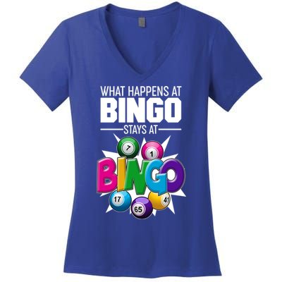 What Happens At Bingo Stays At Bingo Women's V-Neck T-Shirt