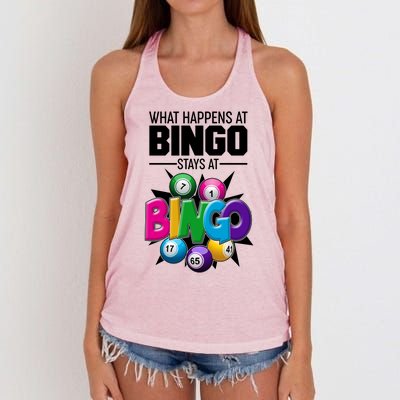 What Happens At Bingo Stays At Bingo Women's Knotted Racerback Tank