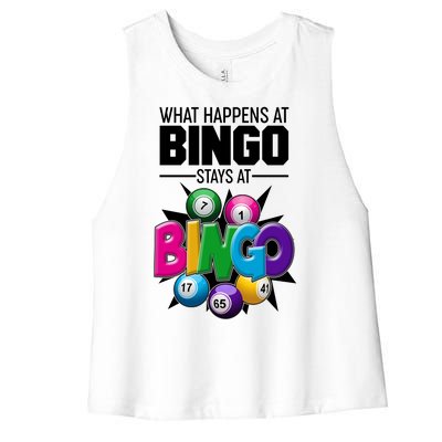 What Happens At Bingo Stays At Bingo Women's Racerback Cropped Tank