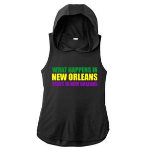 What Happens in New Orleans Stays in New Orleans Mardi Gras Ladies PosiCharge Tri-Blend Wicking Draft Hoodie Tank