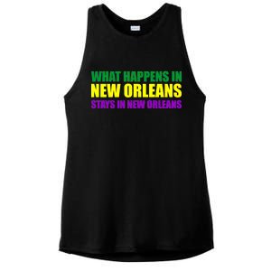 What Happens in New Orleans Stays in New Orleans Mardi Gras Ladies PosiCharge Tri-Blend Wicking Tank