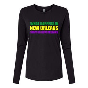 What Happens in New Orleans Stays in New Orleans Mardi Gras Womens Cotton Relaxed Long Sleeve T-Shirt