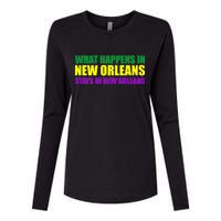 What Happens in New Orleans Stays in New Orleans Mardi Gras Womens Cotton Relaxed Long Sleeve T-Shirt