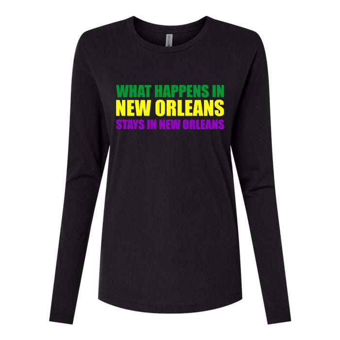 What Happens in New Orleans Stays in New Orleans Mardi Gras Womens Cotton Relaxed Long Sleeve T-Shirt