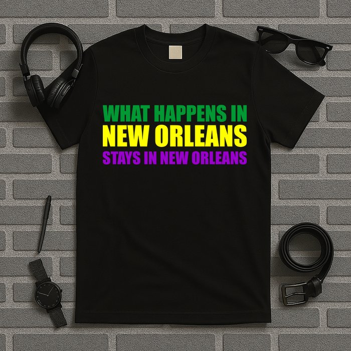 What Happens in New Orleans Stays in New Orleans Mardi Gras T-Shirt