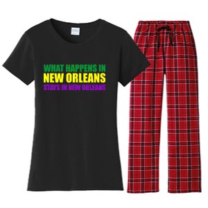 What Happens in New Orleans Stays in New Orleans Mardi Gras Women's Flannel Pajama Set