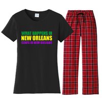 What Happens in New Orleans Stays in New Orleans Mardi Gras Women's Flannel Pajama Set