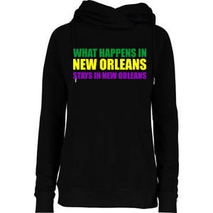 What Happens in New Orleans Stays in New Orleans Mardi Gras Womens Funnel Neck Pullover Hood