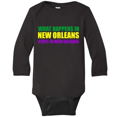 What Happens in New Orleans Stays in New Orleans Mardi Gras Baby Long Sleeve Bodysuit