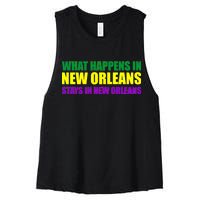 What Happens in New Orleans Stays in New Orleans Mardi Gras Women's Racerback Cropped Tank