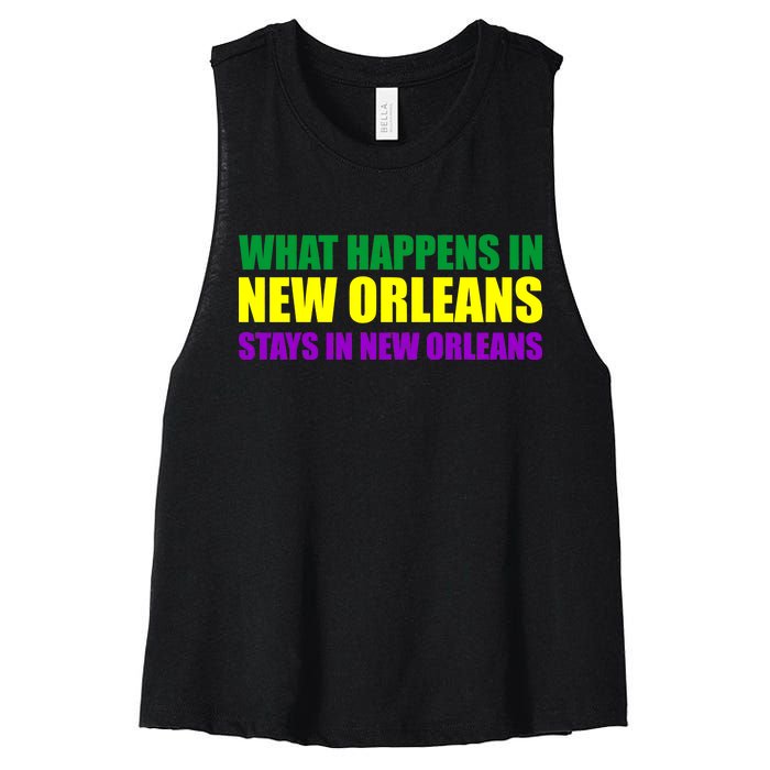 What Happens in New Orleans Stays in New Orleans Mardi Gras Women's Racerback Cropped Tank