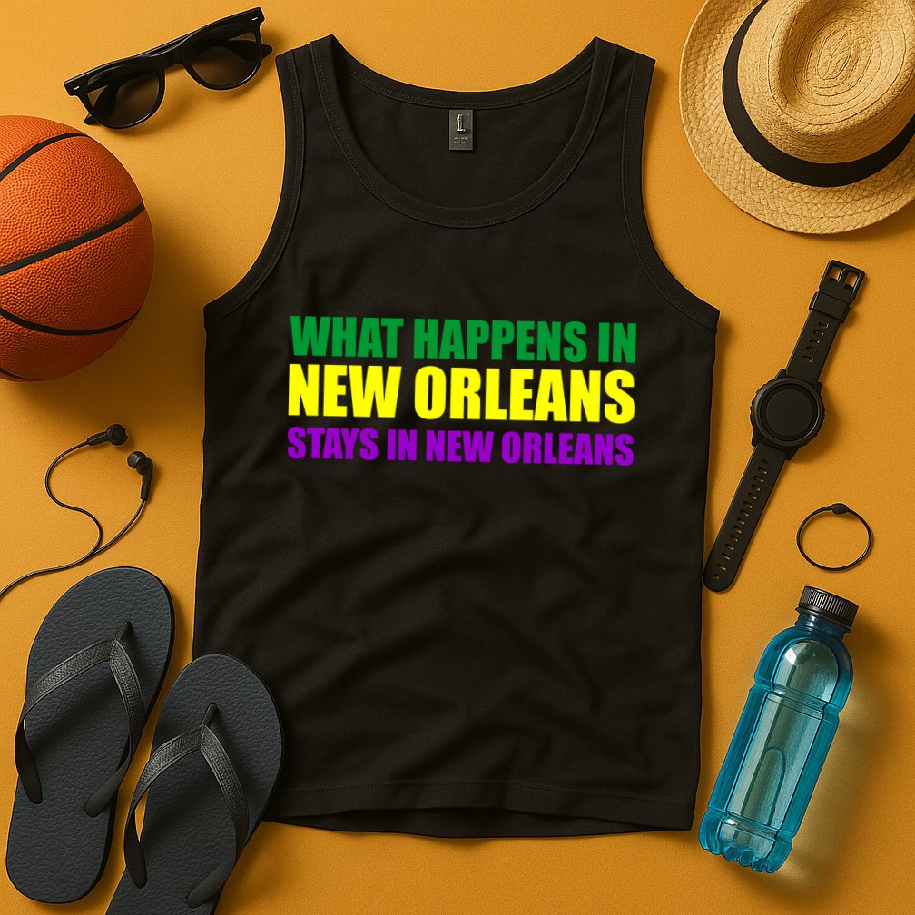 What Happens in New Orleans Stays in New Orleans Mardi Gras Tank Top