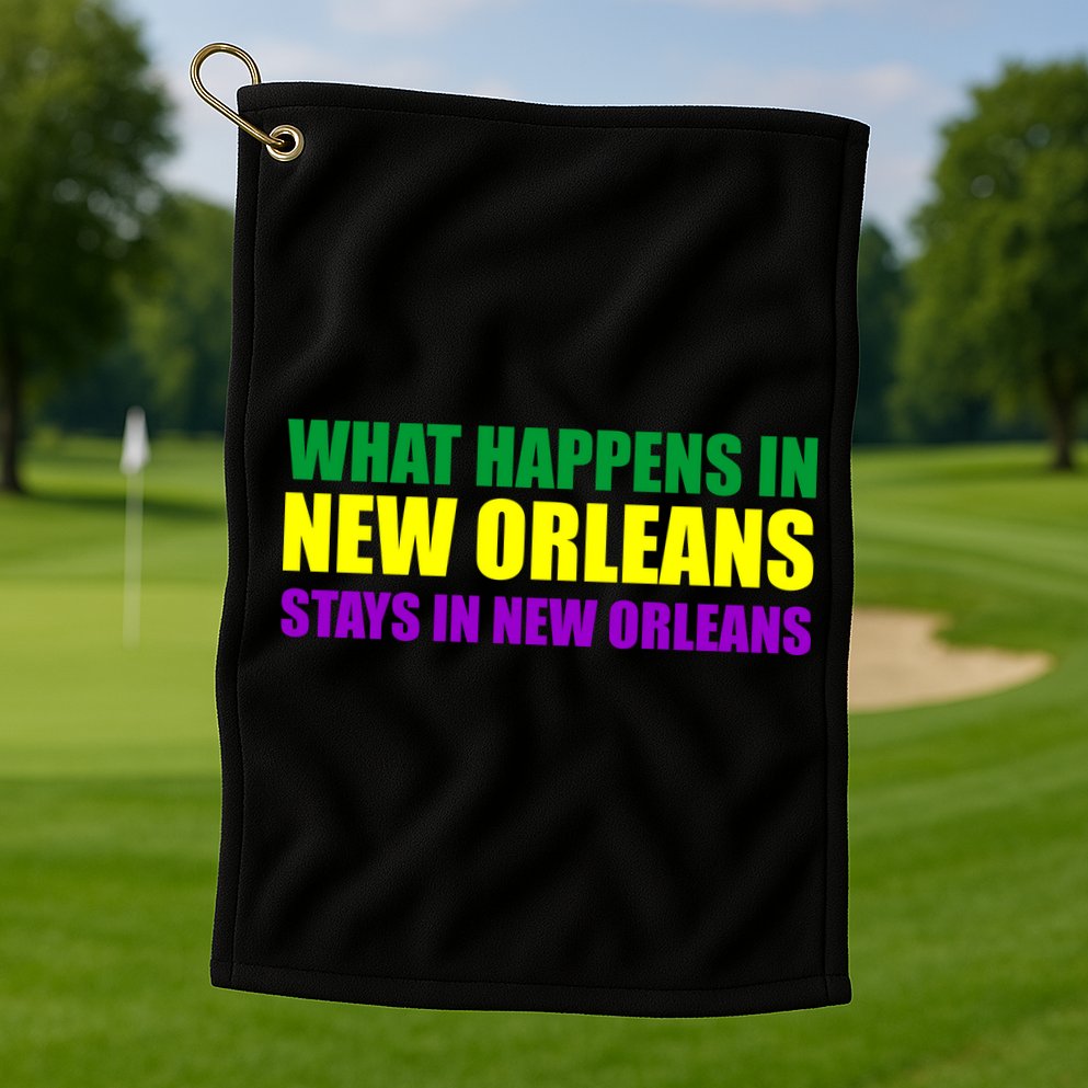 What Happens in New Orleans Stays in New Orleans Mardi Gras Golf Towel