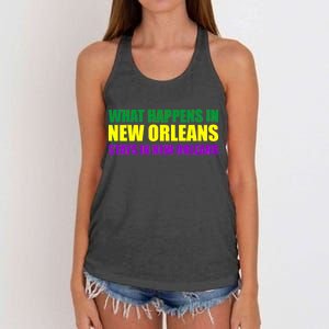 What Happens in New Orleans Stays in New Orleans Mardi Gras Women's Knotted Racerback Tank