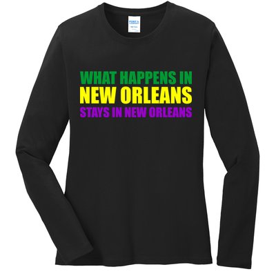 What Happens in New Orleans Stays in New Orleans Mardi Gras Ladies Long Sleeve Shirt