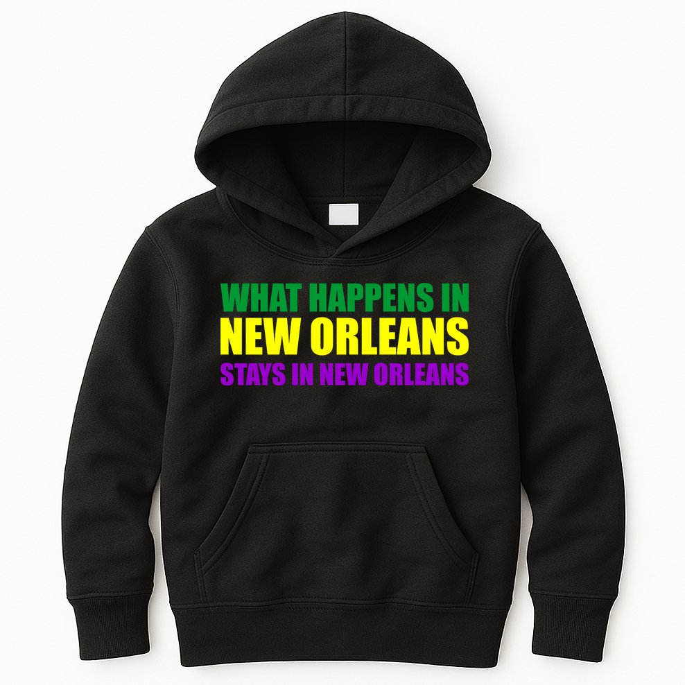What Happens in New Orleans Stays in New Orleans Mardi Gras Kids Hoodie
