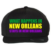 What Happens in New Orleans Stays in New Orleans Mardi Gras Wool Snapback Cap