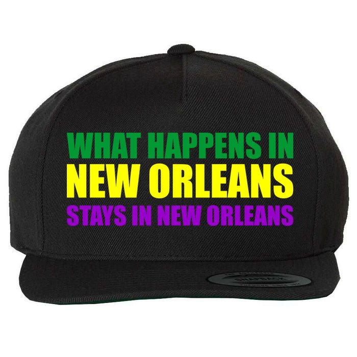 What Happens in New Orleans Stays in New Orleans Mardi Gras Wool Snapback Cap