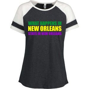 What Happens in New Orleans Stays in New Orleans Mardi Gras Enza Ladies Jersey Colorblock Tee