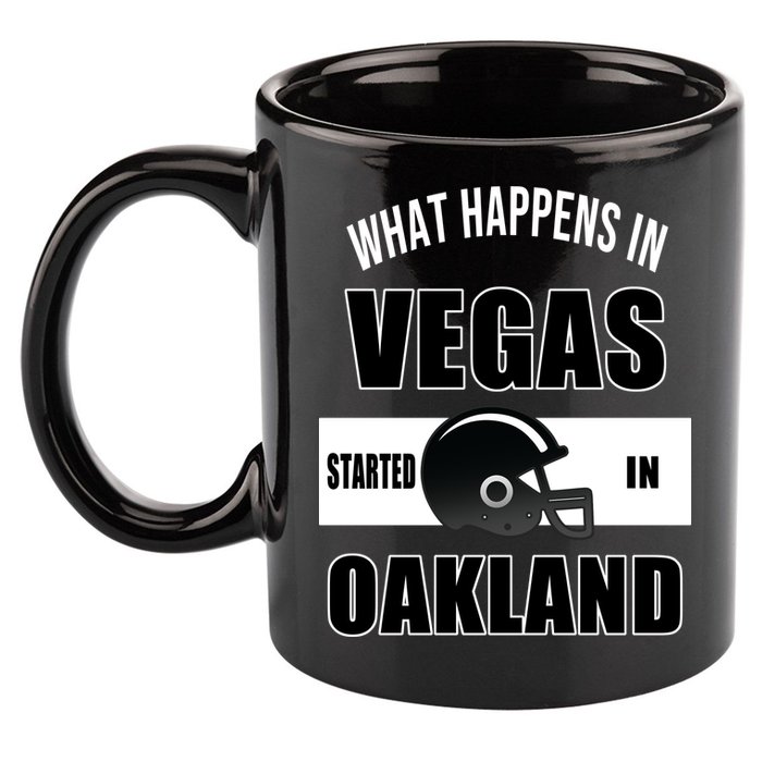 What Happens In Vegas started In Oakland Football 11oz C Handle Ceramic Mug