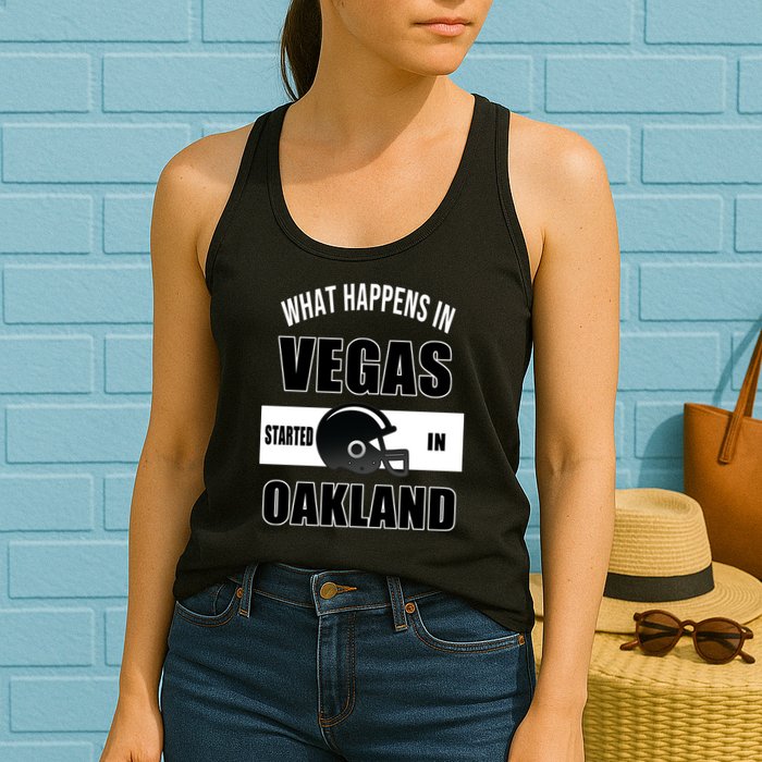 What Happens In Vegas started In Oakland Football Womens Tank Top