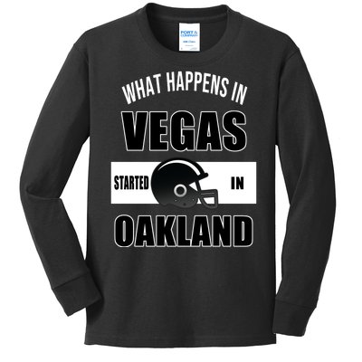 What Happens In Vegas started In Oakland Football Kids Long Sleeve Shirt