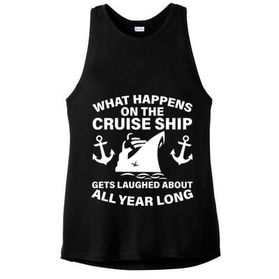 What Happens On A Cruise Ship Ladies PosiCharge Tri-Blend Wicking Tank