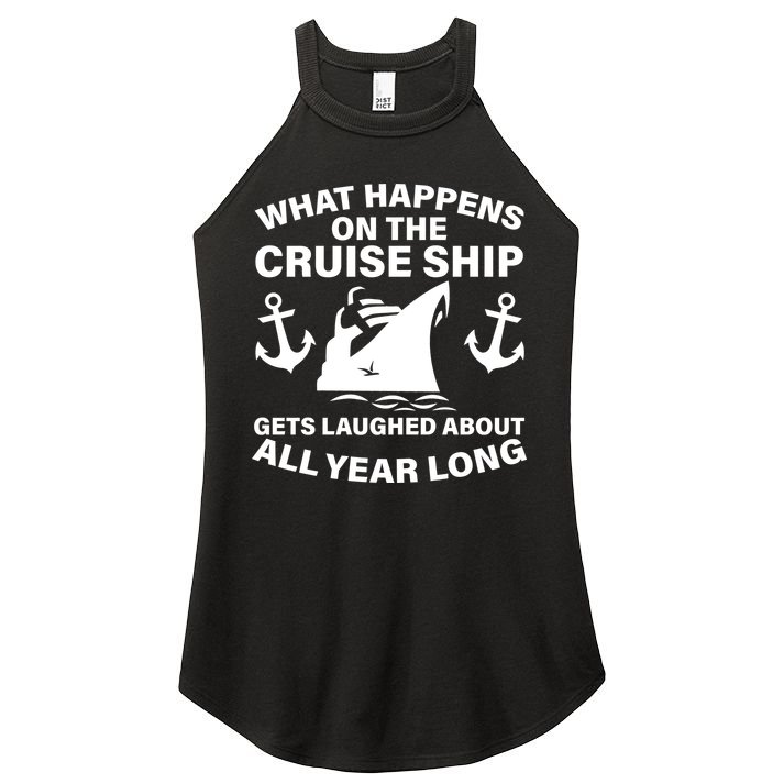What Happens On A Cruise Ship Women's Perfect Tri Rocker Tank