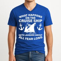 What Happens On A Cruise Ship V-Neck T-Shirt