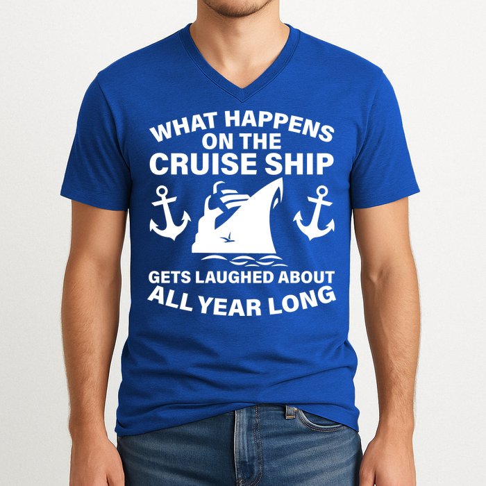 What Happens On A Cruise Ship V-Neck T-Shirt