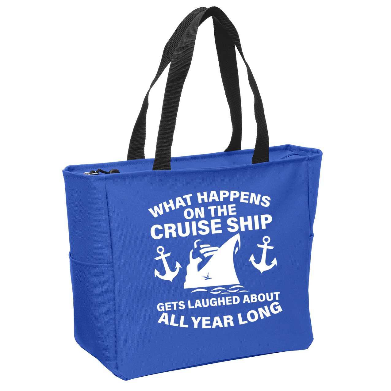 What Happens On A Cruise Ship Zip Tote Bag
